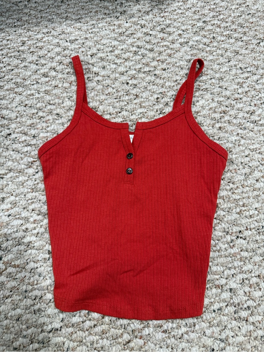 Bozzolo Red Ribbed Henley Cami Tank Top